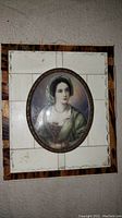 Full view of antique miniature gouache painting in decorative frame