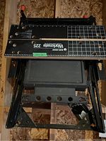 Top view of folded Black & Decker Workmate 225 folding worktable showing condition and markings.