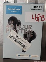 Front side of the product box showing earbuds image and branding with key feature of 40-hour playtime.