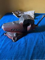 Side angle view of York 100 bullet vice showing brand name and base mounting holes