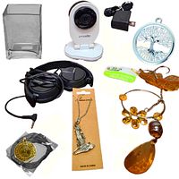 Overview of entire lot displaying all items against a white background