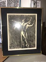 Full view of the framed Richard Gross dance print with gold-tone frame and black mat
