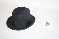 Black men's dress hat with grosgrain ribbon and bow