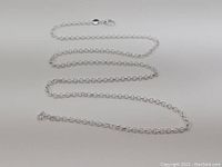 Full length view of the 20-inch chain necklace laid out in S-shape.