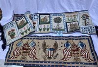 Two table runners laid flat showing both patriotic and spring/Easter themes.