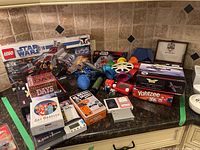 Overview of all lot contents on countertop