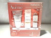 Front view of Avène Eau Thermale Ysthéal Anti-Wrinkle Cream 3 Piece Gift Set in original packaging showing all three product containers inside.