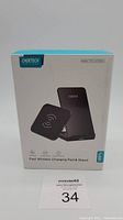 Front of the Choetech product box showing both the wireless charging pad and stand with branding and product names.