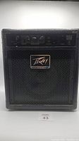 Front view of Peavey Max 158 bass guitar amplifier showing black textured cabinet with metal mesh grille and Peavey Bass Systems logo.