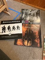 Three Apocalyptica vinyl albums displayed on carpeted floor