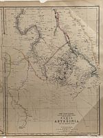 Close-up photo of map showing Nile Valley from the sea to the second cataract, including Egypt and part of Nubia, with various place names and geographic features.