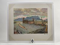 Full view of the print showing the entire scene with Mount McKay and industrial waterfront