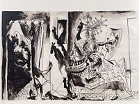 Full view of the lithograph image with knight and horse