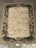 Full photo of the rectangular olefin rug with floral and bamboo border pattern