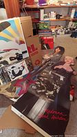 Group shot of cutouts and various folded rock posters arranged on floor