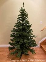 Full view of the assembled faux Christmas tree showing overall shape and branch density