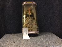 Front view of the vintage Austrian Barbie doll inside its original box, showing the doll and box condition.