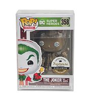 Front view of the Funko Pop! box showing The Joker as Santa figure with sticker indicating 'Funhouse Custom Exclusive 50 pcs Limited Edition'.