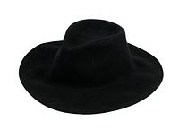 Black 100% wool cowboy hat by Shady Brady, size XL, shown from above with wide brim and cowboy crown.