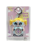 Front view of the key chain alarm clock in original sealed packaging showing Bubbles character and clock face