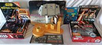 Full display of Star Wars themed items including games, puzzles, collectibles and backdrops.