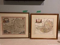 Two framed historical maps, one possibly Somersetshire by Robert Morden and another Bristol to Banbury by Thomas Gardner.