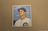 Front of the 1950 Bowman Preston Ward baseball card showing the player's color illustrated portrait in Chicago Cubs uniform.