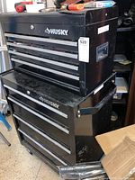 View of upper and lower Husky tool chests stacked