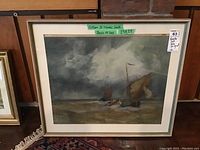 Frontal view of framed painting showing entire artwork and frame