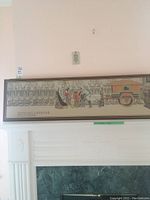 Full view of framed print on wall showing overall design, dimensions and frame condition