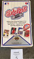 Closed box of 1991 Upper Deck Baseball Card Wax Box showing front graphics and branding.