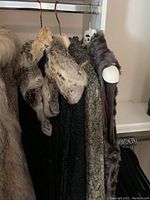 Coats on hanger showing fur collars and textures on side rack
