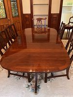 Overhead view of table surface with chairs