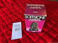 Photo of Soffstone Soapstone Sculpture Kit box showing owl model and brand name