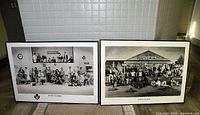Both framed numbered black and white prints side by side showing Toronto Maple Leafs hockey scenes