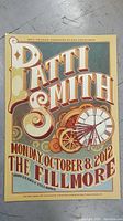 Front of the 2012 Patti Smith concert poster with event details and graphics