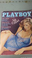 Playboy magazine November 1981 cover featuring a blonde woman in blue lingerie lying on her side.