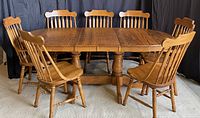 Full view of extended table with seven chairs