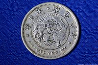 Obverse side of the vintage Chinese silver coin showing dragon design, denomination, and silver purity markings