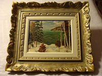Framed oil on board painting showing full frame and artwork.