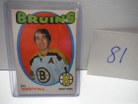 Front of Ed Westfall hockey card showing the player photo and Bruins logo.