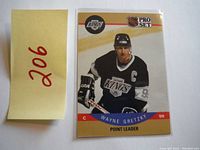 Front of the 1990 Wayne Gretzky Pro Set Point Leader hockey card showing player image and design.