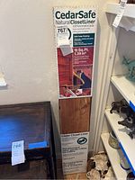 Boxed Cedarsafe Natural Closet Liner showing branding and product information in a packaged state.