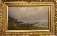Full frontal view of painting and ornate gilt frame