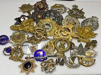 Photo showing a variety of military medals and badges, including Canadian, Royal Canadian Navy, and nursing pins.