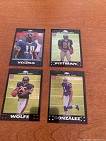 Four 2007 Topps Chrome NFL rookie cards featuring Vince Young, Reggie Pittman, Garrett Wolfe, and Anthony Gonzalez