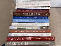 Stack of book spines showing various titles