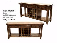 Front and side views showing overall design, storage compartments and drawer configuration