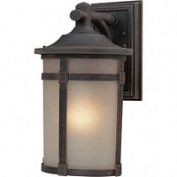 Medium outdoor wall light with bronze finish, frosted glass, and rectangular backplate shown in profile.