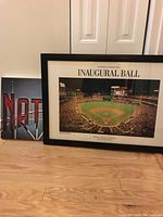 Framed photo poster of the Inaugural Ball with a view of Nationals Park at night, showing detailed stadium and scoreboard screen.